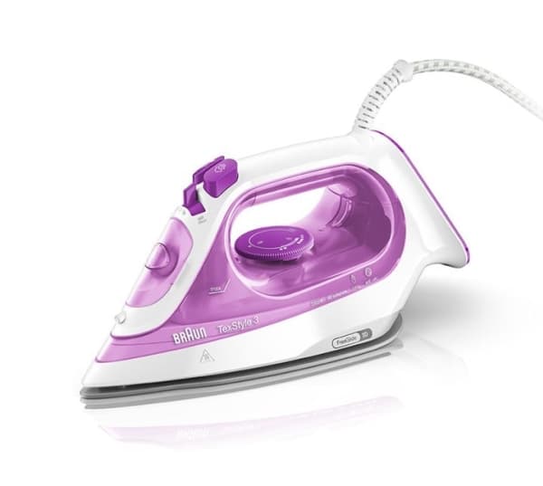Braun TexStyle 3 SI 3030 PU - Ångstrykjärn - sula FreeGlide 3D SuperCeramic - 2300 W - rosa