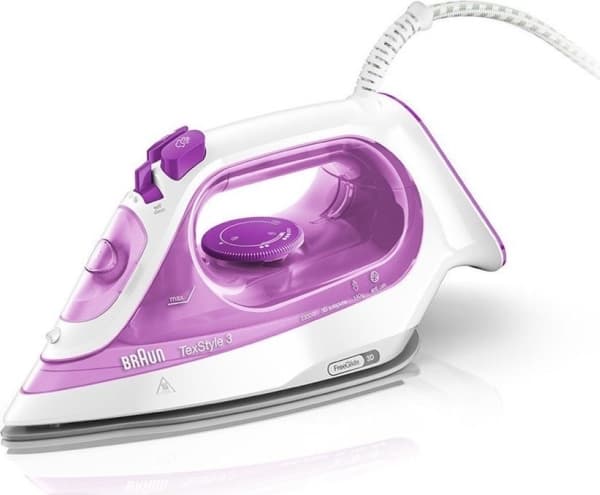 Braun TexStyle 3 SI 3030 PU - Ångstrykjärn - sula FreeGlide 3D SuperCeramic - 2300 W - rosa