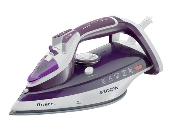 Ariete 6243, Kuiva- & höyrysilitysrauta, Keraaminen pohjalevy, 2 m, 140 g/min, Purppura, Valkoinen, 28 g/min