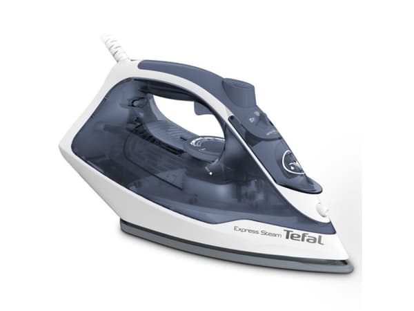 Tefal Express Steam FV2837E0, Kuiva- & höyrysilitysrauta, Cerilium-pohjalevy, 1,9 m, 165 g/min, Sininen, Harmaa, Valkoinen, 35 g/min