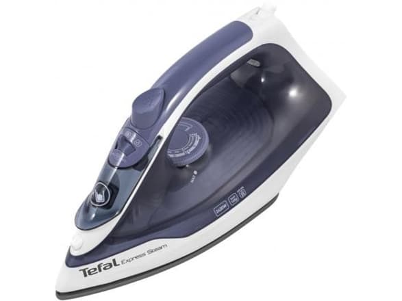 Tefal Express Steam FV2837E0, Kuiva- & höyrysilitysrauta, Cerilium-pohjalevy, 1,9 m, 165 g/min, Sininen, Harmaa, Valkoinen, 35 g/min