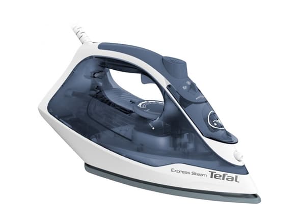 Tefal Express Steam FV2837E0, Kuiva- & höyrysilitysrauta, Cerilium-pohjalevy, 1,9 m, 165 g/min, Sininen, Harmaa, Valkoinen, 35 g/min