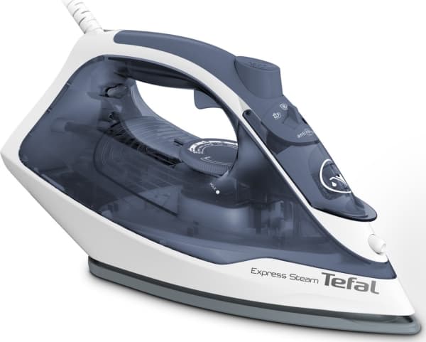 Tefal Express Steam FV2837E0, Kuiva- & höyrysilitysrauta, Cerilium-pohjalevy, 1,9 m, 165 g/min, Sininen, Harmaa, Valkoinen, 35 g/min