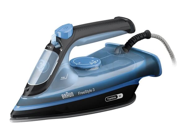 Braun FreeStyle 3 FI 3194 - Ångstrykjärn med automatisk avstängning - sula FreeGlide 3D SuperCeramic - 2400 W - blå/svart