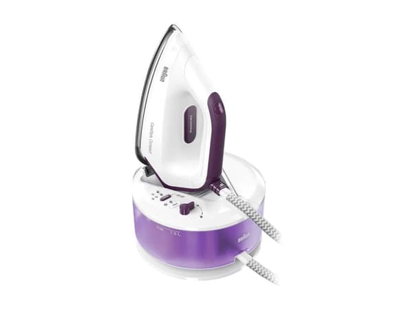 Braun CareStyle Compact IS 2144 - Strykjärn med separat ånggenerator med automatisk avstängning - sula EloxalPlus FreeGlide 3D - 2400 W - vit/lila