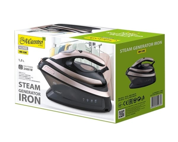 MAESTRO MR-320C Steam Station 2400 W 1,5 L Keramisk Sål Sort, Guld