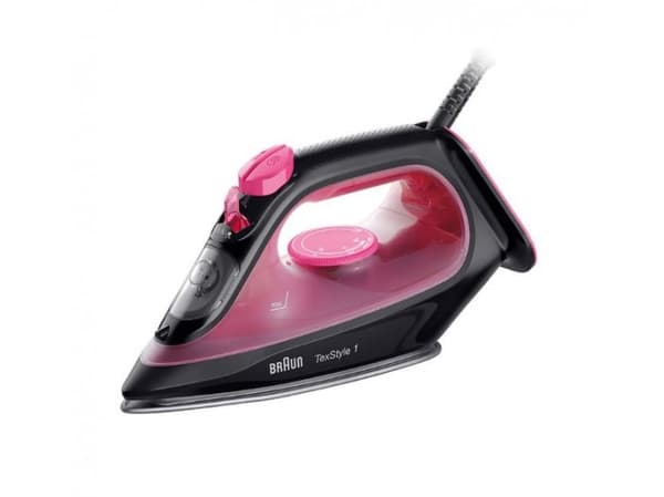 Braun TexStyle 1, Torr & Ångstrykjärn, Keramisk stryksula, 1,9 m, 130 g/min, Svart, Lila, 0,22 l