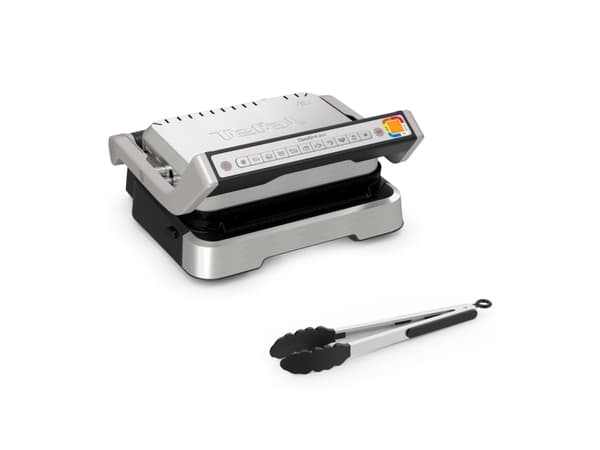 Tefal OptiGrill 2in1 GC773D, ruostumaton teräs, metalli, suorakaiteen muotoinen, painikkeet, käännös, parila, 600 cm²