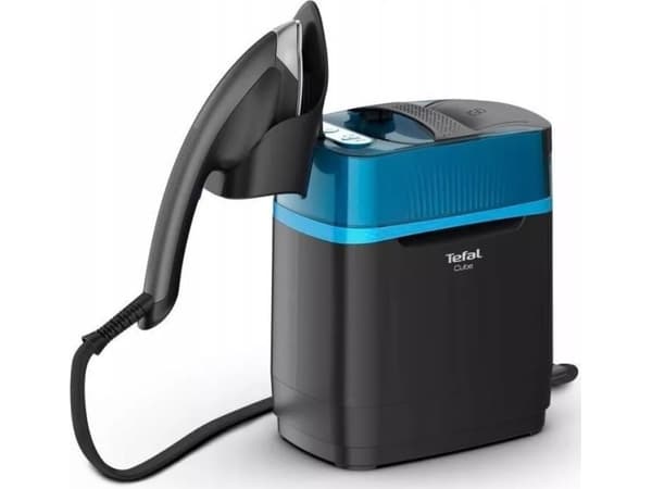 Tefal Cube UT2020, Handhållen klädångare, 1,1 l, 1,17 min, Svart, Blå, 90 g/min, 200 g/min