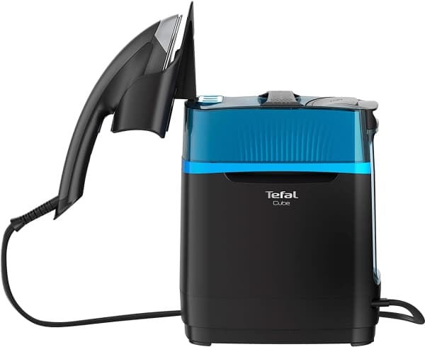 Tefal Cube UT2020, Handhållen klädångare, 1,1 l, 1,17 min, Svart, Blå, 90 g/min, 200 g/min