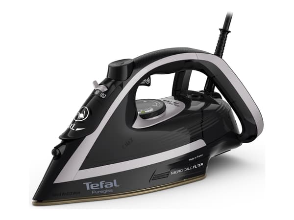 Tefal Puregliss FV8062E0, kuiva- ja höyrysilitysrauta, Durilium AirGlide Autoclean pohja, 2 m, 270 g/min, musta, harmaa, 50 g/min