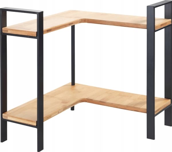 WENKO Lou, Hjørnehylle, Frittstående, Bamboo, Metall, Sort, Tre, Kjøkken, 2 hyller