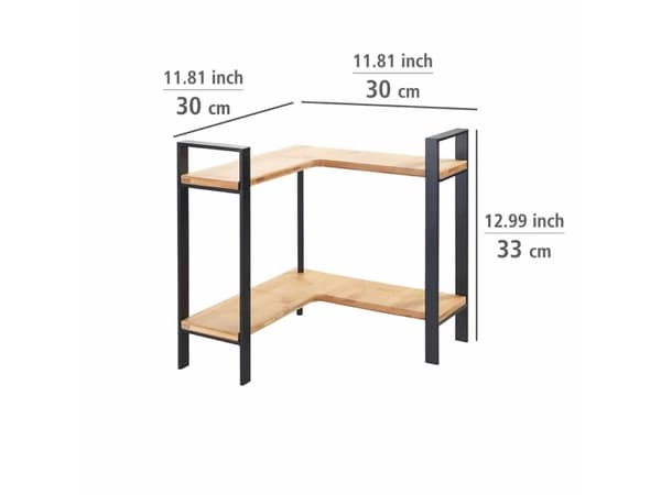WENKO Lou, Hjørnehylle, Frittstående, Bamboo, Metall, Sort, Tre, Kjøkken, 2 hyller