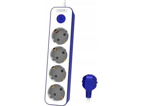 PHILIPS FORLENGELSESLEDNING HVIT STRØMSTRIP 4 SCHUKO STØTTER 1,5M CHP2145U/58