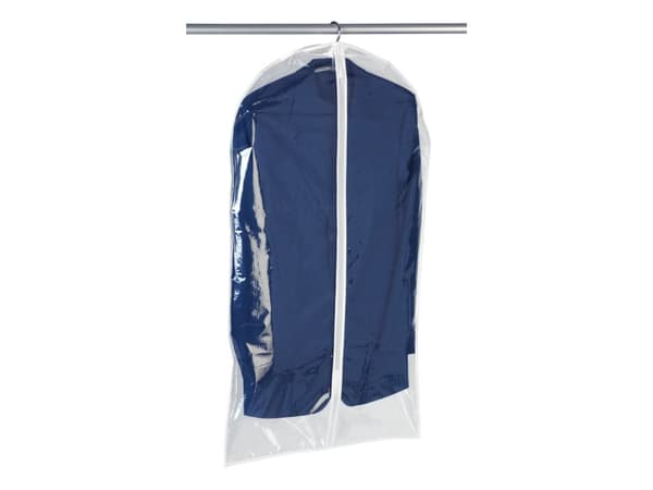 WENKO 3792700100, Myk klesoppbevaringsbag, Gjennomsiktig, Hvit, Polyetylen-vinylacetat (PEVA), Glidelås, 60 cm, 100 cm