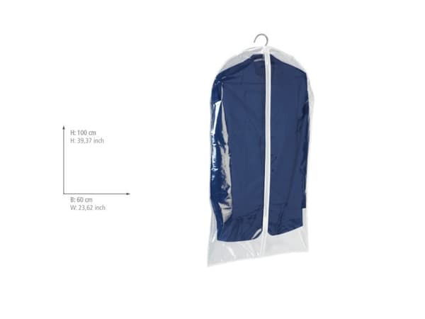 WENKO 3792700100, Myk klesoppbevaringsbag, Gjennomsiktig, Hvit, Polyetylen-vinylacetat (PEVA), Glidelås, 60 cm, 100 cm