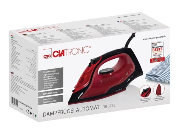Clatronic DB 3752, Kuivasilitys, Keraaminen pohjalevy, Punainen, Musta, 0,25 L, 2200 W, 220 - 240 V