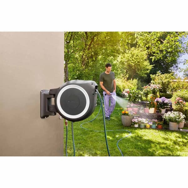 Gardena Væg Slangeboks Rollup M/l 25 M Sort