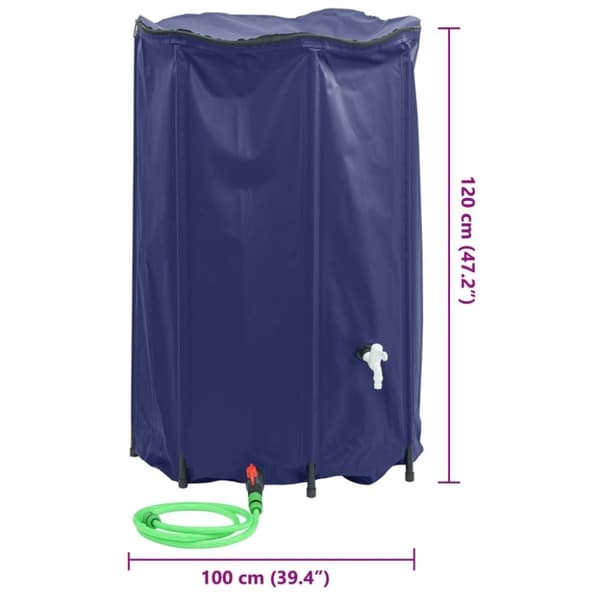 vidaXL Taitettava vesisäiliö hanalla 1000 l PVC