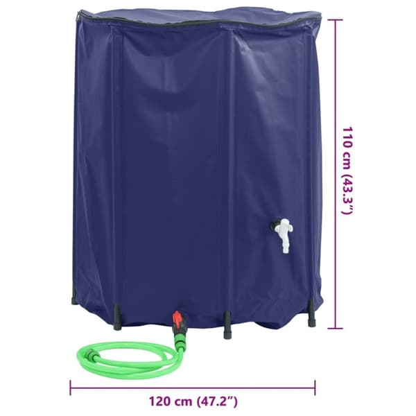 vidaXL Taitettava vesisäiliö hanalla 1250 l PVC