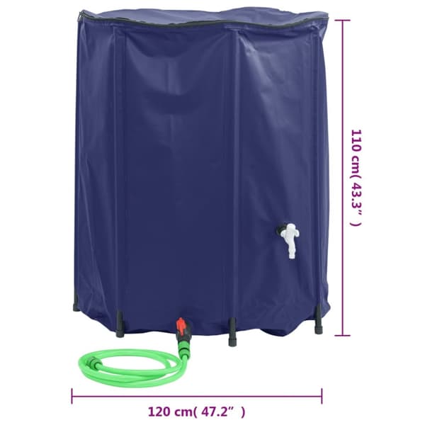 Vattentank med kran vikbar 1250 L PVC