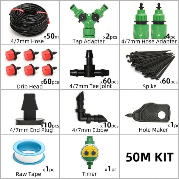Vattensystem, Timer Micro Drippers, Automatisk bevattning, 50M KIT TIMER