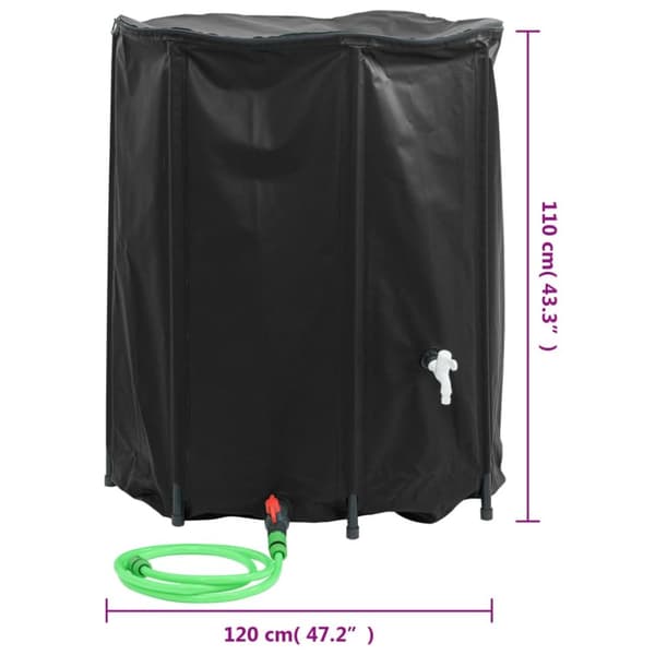 vidaXL Vattentank med kran vikbar 1250 L PVC -  Bevattning