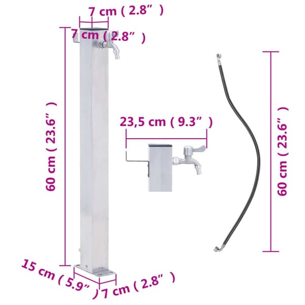 The Living Store Vattenpost 60 cm rostfritt stål fyrkantig -  Bevattning