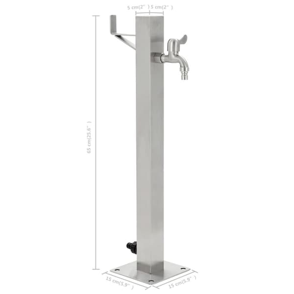 The Living Store Puutarhan hanapylväs neliskulmainen ruostumaton teräs 65 cm - Kastelu