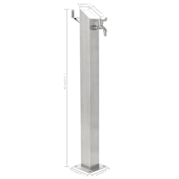 Bevattning - Living Vattenpost för trädgården 95 cm rostfritt stål fyrkantig