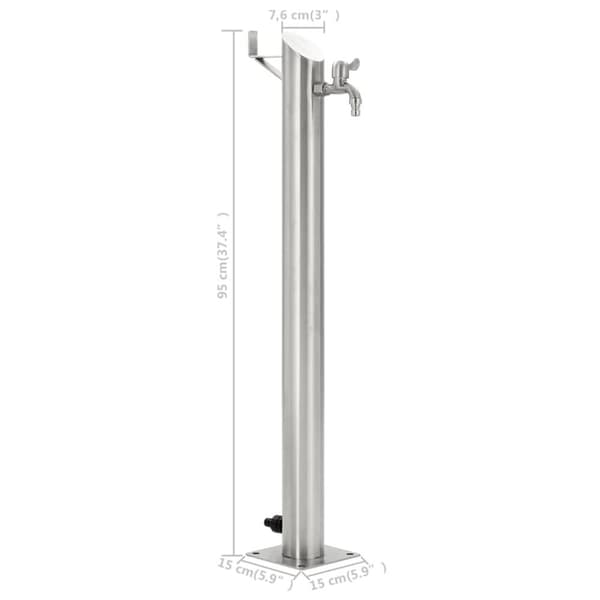 Vattenpost för trädgården 95 cm rostfritt stål rund - Vattenkran Pelare - Vattenkranar Pelare - Home & Living