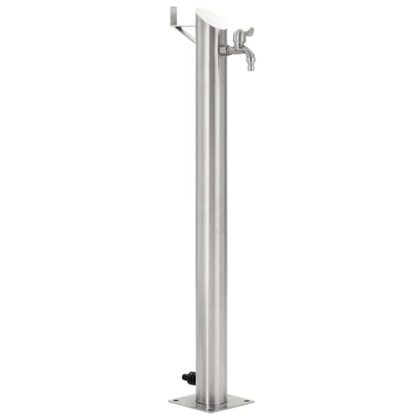 Vattenpost för trädgården 95 cm rostfritt stål rund - Vattenkran Pelare - Vattenkranar Pelare - Home & Living