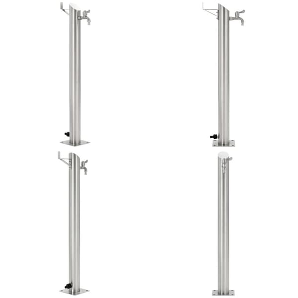 Vattenpost för trädgården 95 cm rostfritt stål rund - Vattenkran Pelare - Vattenkranar Pelare - Home & Living