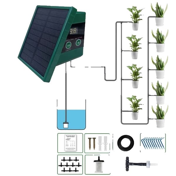 DIY Solvandingssystem, Effektiv Havevandingsur, Miljøvenlig Solenergi,1.1W  BSV-IC013