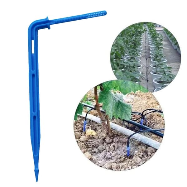 Blå buet piledrypvandingsmaskine, velegnet til 3/5 mm rør til drypvandingssystem, perfekt til haveplantning og drivhusvanding