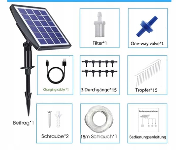 SOLARVANDINGSSYSTEM TIL GRØNTSAGER OG PLANTER AUTOMATISK 15M HAVECONTROLLER