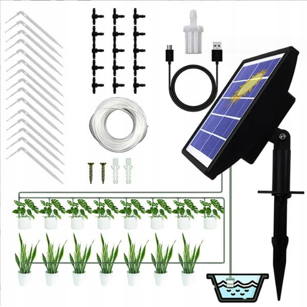 SOLARVANDINGSSYSTEM TIL GRØNTSAGER OG PLANTER AUTOMATISK 15M HAVECONTROLLER