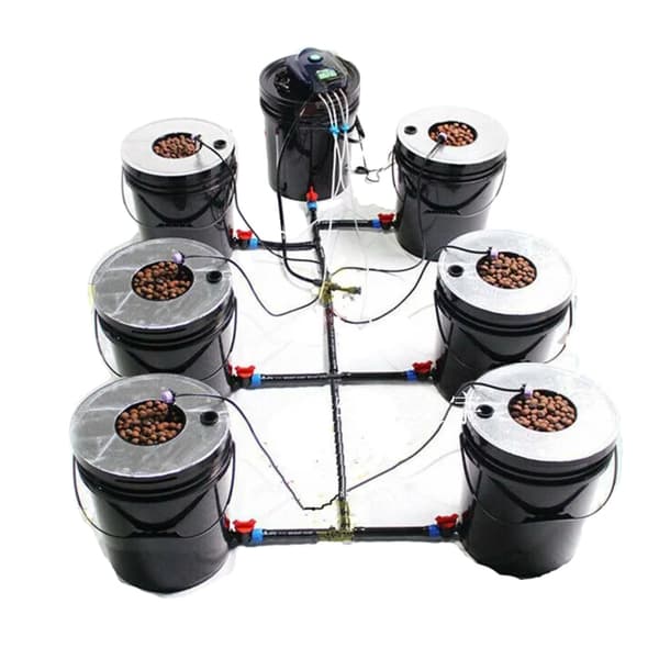 Hydrokulturväxtsystemkit, 7 hinkar (20L vardera), justerbar luftvolympump,svart