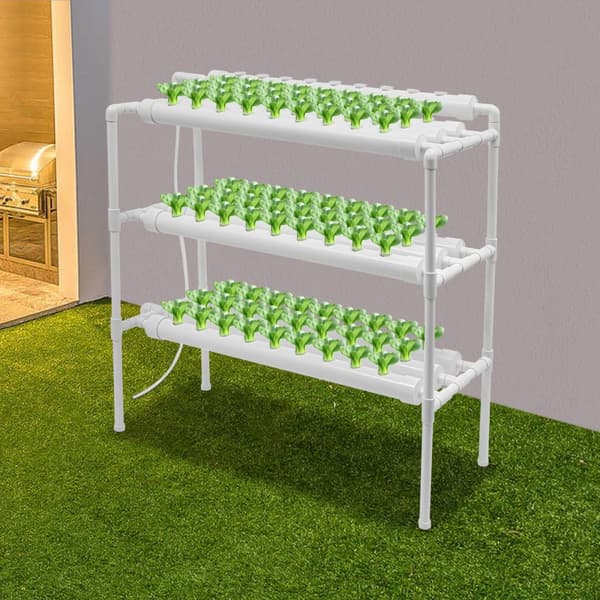 Hydroponisk vækstkit, 90 plantepladser, tre-niveau design, pladsbesparende