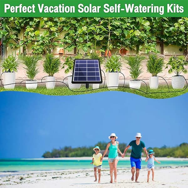 Moorle Dryp vanding solenergi – 15 m slange, automatisk med timer og anti-sifon, perfekt til have, drivhus, potteplanter