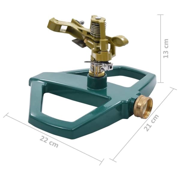 vidaXL Roterande sprinkler grön 21x22x13 cm metall