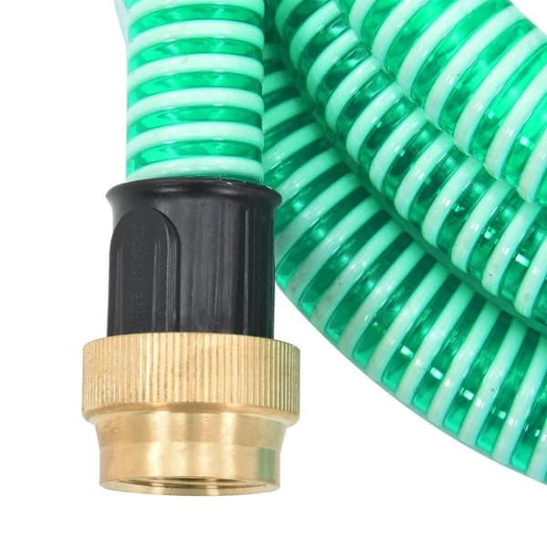 vidaXL Sugslang med kopplingar mässing grön 1,1" 4 m PVC