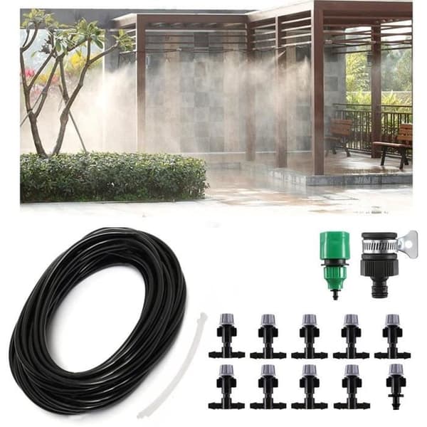 TOPWA 10m mikrobevattningskit för trädgård och uteplats - Kylsystem med sprinklermunstycke för trädgård och [384]