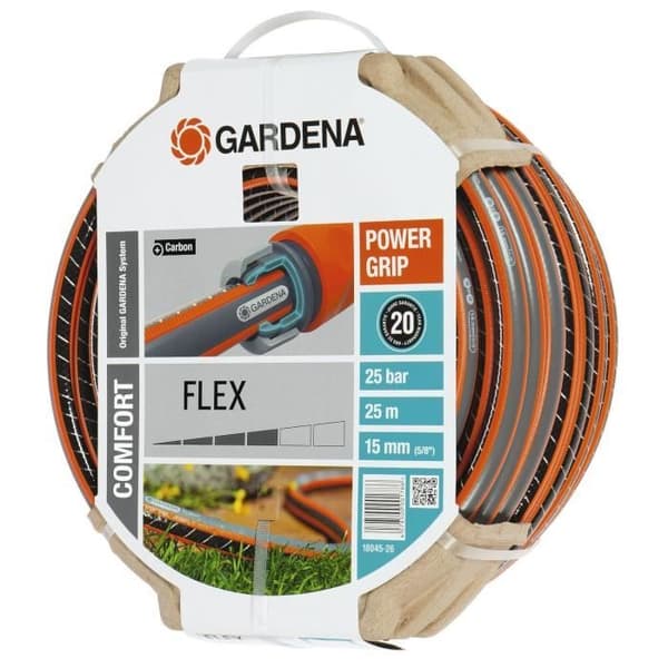 GARDENA Comfort FLEX trädgårdsslang – Längd 25m – Ø15mm – Knutsäker och formstabil – 20 års garanti (18045-26)