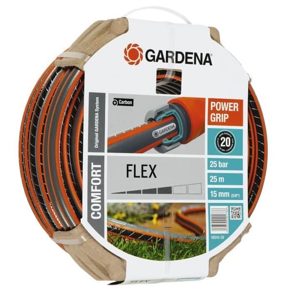 GARDENA Comfort FLEX trädgårdsslang – Längd 25m – Ø15mm – Knutsäker och formstabil – 20 års garanti (18045-26)