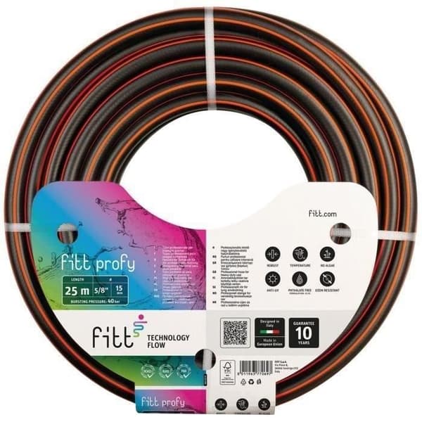 PROFY FITT trädgårdsslang - Svart 3 lager - 15mm x 25m - Kross- och slitstark