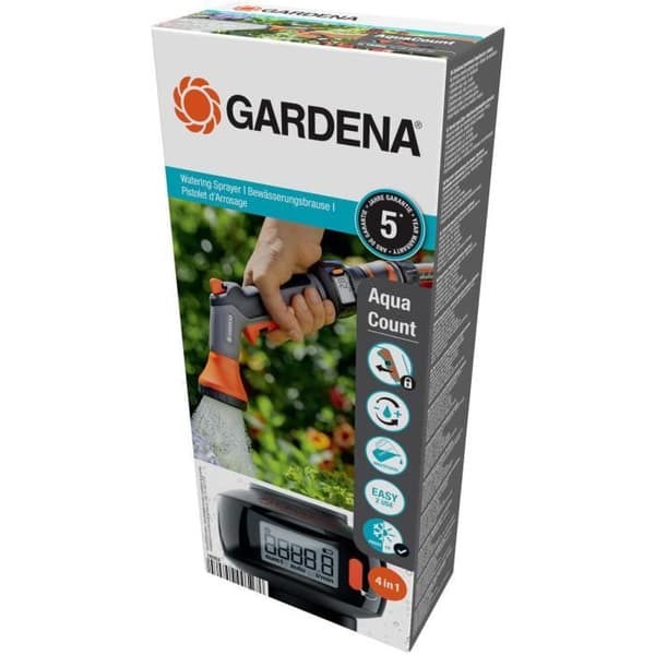 GARDENA Vattenspruta Aquacount – Rotationsvisning, lätt att läsa – 4 funktioner – (18352-20)
