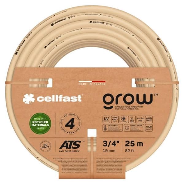 Vattenslang 3-4" 25m Cellfast GROW - 4 lager - ATS - stickad fläta - UV-resistent - Algskyddad