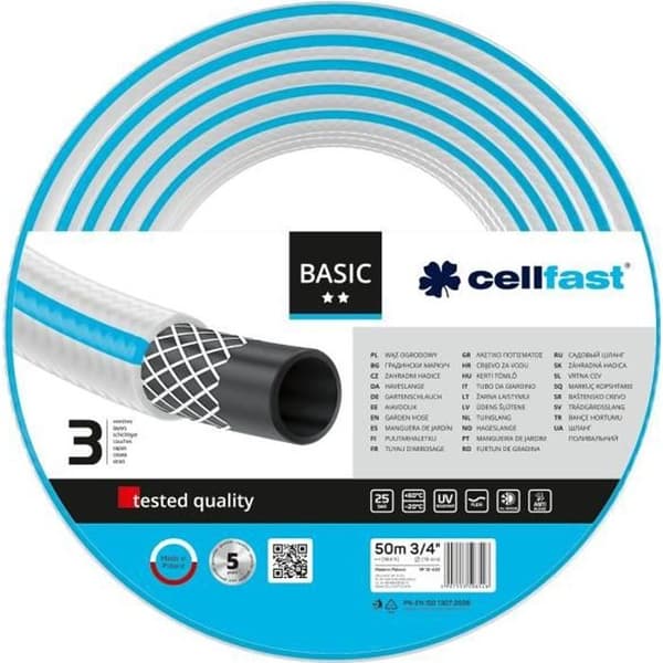 Cellfast Basic trädgårdsslang 3/4" 50m Robust och flexibel 10-422