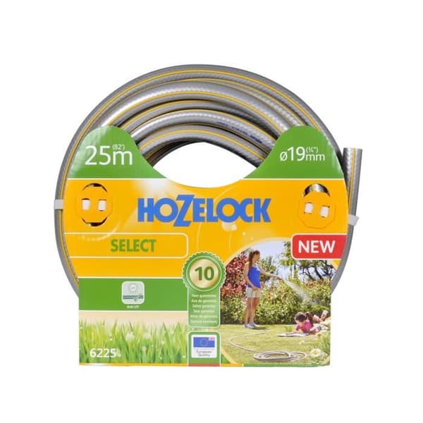 Hozelock Select slang 25 m (ø 19 mm), 25 m, grå, gul, endast slang, PVC, 1,9 cm, Frankrike
